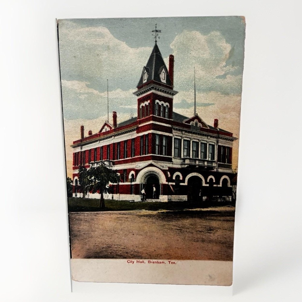 City Hall Building Brenham Texas TX c1910 Postcard